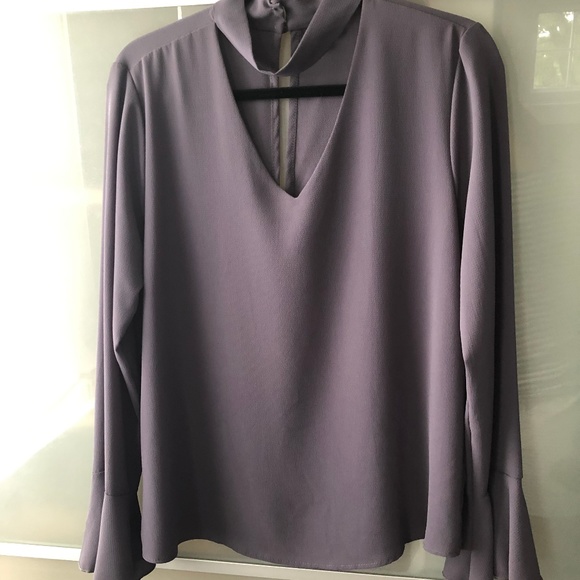 Tyche grey blouse/top with choker detail, sz L - Picture 1 of 3